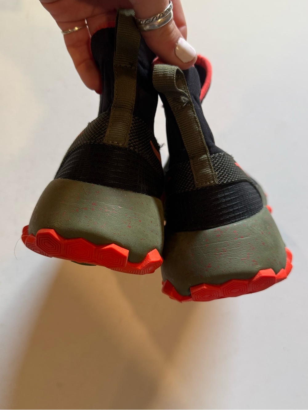 Nike Kids Black and Olive Green Sneakers with Red Accents - Picture 3 of 7